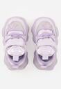 Fioletowe Buty Sportowe na Grubej Podeszwie z Siateczką Gwiazdkami i Zapięciem na Rzep Petilacia