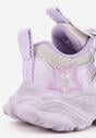Fioletowe Buty Sportowe na Grubej Podeszwie z Siateczką Gwiazdkami i Zapięciem na Rzep Petilacia
