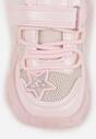Różowe Buty Sportowe na Grubej Podeszwie z Siateczką Gwiazdkami i Zapięciem na Rzep Petilacia