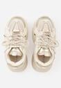 Beżowe Buty Sportowe Sneakersy z Ozdobnymi Taśmami na Rzep i Podeszwą Chunky Sirila