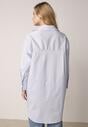 Niebieska Bawełniana Koszula Oversize z Biżuteryjnymi Guzikami Adrearina