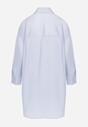 Niebieska Bawełniana Koszula Oversize z Biżuteryjnymi Guzikami Adrearina