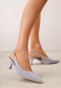 Niebieskie Czółenka z Imitacji Zamszu na Kaczuszce z Odkrytą Piętą Raeneh