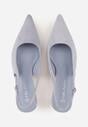 Niebieskie Czółenka z Imitacji Zamszu na Kaczuszce z Odkrytą Piętą Raeneh