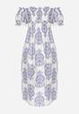 Niebieska Wiskozowa Sukienka Hiszpanka w Etniczny Wzór Hywen
