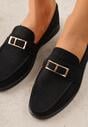 Czarne Mokasyny z Prostokątną Metaliczną Ozdobą Aeleorane