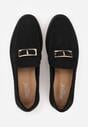 Czarne Mokasyny z Prostokątną Metaliczną Ozdobą Aeleorane