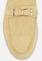 Żółte Mokasyny z Prostokątną Metaliczną Ozdobą Aeleorane