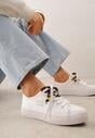 Białe Trampki Pod Kostkę na Grubej Podeszwie z Podwójnym Sznurowaniem Callixera