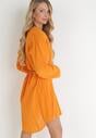 Pomarańczowa Bawełniana Sukienka Oversize z Ozdobnym Sznurkiem Eirenthea
