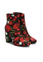 Czarno-Czerwone Botki Dancing Flowers