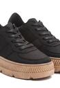 Czarne Sneakersy na Grubej Podeszwie z Tłoczeniami Try to Forget