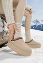 Beżowe Śniegowce na Grubej Podeszwie z Niską Cholewką Lotitha