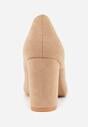 Beżowe Klasyczne Czółenka na Obcasie ze Skórzaną Wkładką Maithria