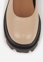 Beżowe Półbuty Mary Jane na Grubej Podeszwie z Ozdobną Sprzączką Fenzina