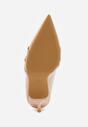 Beżowe Szpilki Vices Lakierowane Ozdobione Paskami z Klamrami Tameliae