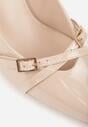Beżowe Szpilki Vices Lakierowane Ozdobione Paskami z Klamrami Tameliae