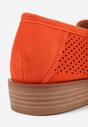 Pomarańczowe Ażurowe Mokasyny Vices ze Skórzaną Wkładką Felastra