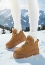 Brązowe Sneakersy Vices w Stylu Śniegowców w Stylu Śniegowców na Platformie z Ozdobnym Futerkiem Nalirea
