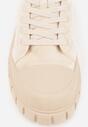Beżowe Sneakersy Vices na Grubej Podeszwie z Geometryczną Aplikacją Leanae