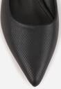 Czarne Sandały Slingback Vices na Słupku Zdobione Perforacją Telanisia