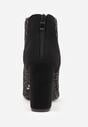 Czarne Botki Vices na Obcasie z Siateczkową Cholewką Karhiris