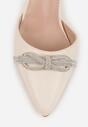 Beżowe Czółenka Vices na Szpilce z Kokardą i Cyrkoniami Atelissa