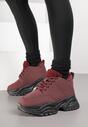 Bordowe Traperki Sneakersy Vices na Grubej Tłoczonej Platformie Typu Traperki Narrise