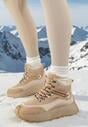 Ciemnobeżowe Sportowe Sneakersy Śniegowce Vices na Grubej Podeszwie Nellsana