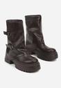 Ciemnobrązowe Botki Biker VICES z Cholewką Imitującą Nogawkę z Klamrami Reiladia