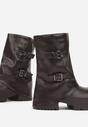Ciemnobrązowe Botki Biker VICES z Cholewką Imitującą Nogawkę z Klamrami Reiladia