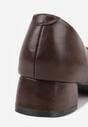 Ciemnobrązowe Czółenka Vices na Niskim Słupku ze Skórzaną Wkładką Rilenela