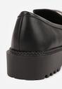 Czarne Mokasyny Vices ze Skórzaną Wkładką i Metaliczną Ozdobą Anlee