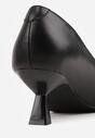 Czarne Czółenka Vices na Obcasie Typu Kaczuszka ze Skórzaną Wkładką Naliove