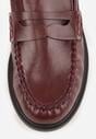 Bordowe Marszczone Mokasyny Vices ze Skórzaną Wkładką Nestia