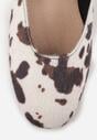 Brązowo-Białe Balerinki Vices w Krowie Łaty ze Skórzaną Wkładką i Szerokim Paskiem ze Sprzączką Rilucea