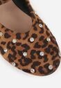 Panterkowe Balerinki Vices z Ćwiekami Paskiem z Klamerką i Skórzaną Wkładką Riletra