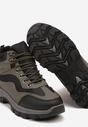 Czarno-Zielone Buty Trekkingowe Trapery Vices z Geometrycznym Wzorem Anerisse