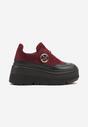 Bordowe Sneakersy Vices na Platformie Zdobione Okrągłą Aplikacją Wodvire