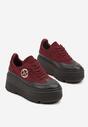 Bordowe Sneakersy Vices na Platformie Zdobione Okrągłą Aplikacją Wodvire
