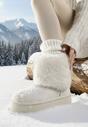 Beżowe Śniegowce za Kostkę Mocno Ocieplane z Futerkiem na Platformie Reilanna