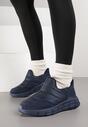 Niebieskie Pikowane Sneakersy na Grubej Tłoczonej Platformie Verta
