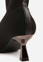 Czarne Botki Vices na Metalicznej Szpilce Kaczuszce ze Skarpetową Cholewką Vamige