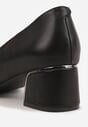 Czarne Czółenka na Obcasie Vices ze Skórzaną Wkładką i Metaliczną Wstawką Ziztte