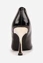 Czarne Lakierowane Szpilki Vices ze Skórzaną Wkładką i Metaliczną Wstawką Fallenisse
