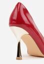 Czerwone Lakierowane Szpilki Vices ze Skórzaną Wkładką i Metaliczną Wstawką Fallenisse