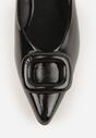 Czarne Czółenka na Obcasie Vices ze Skórzaną Wkładką Ozdobione Klamrą Aponelle