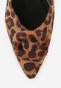 Panterkowe Czółenka na Obcasie Vices ze Skórzaną Wkładką Ozdobione Klamrą Aponelle