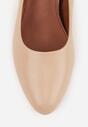 Beżowe Czółenka Vices na Klockowym Obcasie z Wkładką ze Skóry Naturalnej Essenia