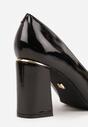 Czarne Lakierowane Czółenka Vices na Geometrycznym Obcasie ze Skórzaną Wkładką Midvire